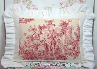 VTG French TOILE Pillow BARKCLOTH Romantic VICTORIAN  