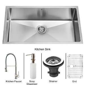 Vigo VG15078 Stainless Steel Kitchen Sink and Faucet Combos Single 