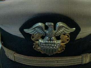 US Navy Bancroft Hat Tan 7 3/8 Visor Officer Collect  