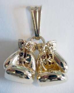 14 kt yellow Gold Solid Boxing Gloves Pendant   Charm  