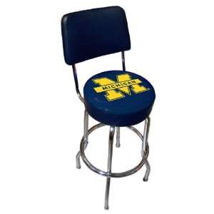 Michigan Wolverines College Single Rung Bar Stool With Backrest 