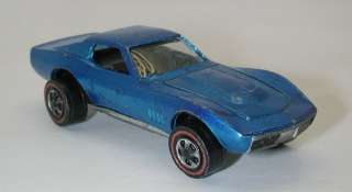 Redline Hotwheels Blue 1968 Custom Corvette  
