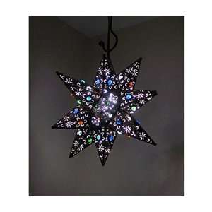  Star Lights   18 Inch Tin Star Lamp/Lantern with Colored 