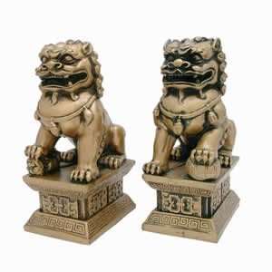  Golden 4 Inch Fu Dogs   Bring Luck and Protection to Home 