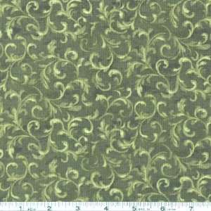  45 Wide Festive Acanthus Scroll Pine Fabric By The Yard 