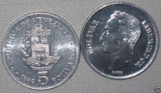 1989 VENEZUELA COIN 5 BOLIVARES Barre SILVER Collectors  