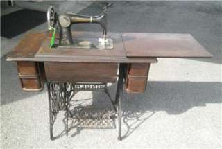   1864 SINGER CAST IRON TREADLE SEWING MACHINE 5 DRAWER TIGER OAK WOODEN