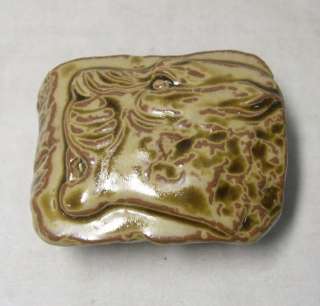    Japanese KYOTO pottery ware incense case KOGO of tiger face  