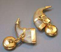 Victorian Finely Engraved GOLD & TIGER CLAW CUFFLINKS 1880 90s  