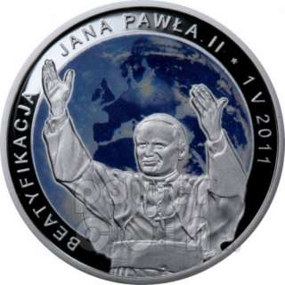 BEATIFICATION JOHN PAUL II Pope Silver Coin 20 zl Poland 2011  
