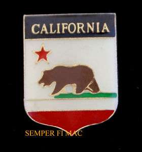STATE OF CALIFORNIA SHIELD HAT PIN UP SHIELD GOLDEN STATE BEAR CA OC 