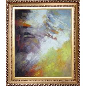 Turbulence Oil Painting, with Exquisite Dark Gold Wood Frame 30.5 x 26 