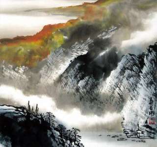 Asian Chinese Landscape painting Beautiful Mountains  