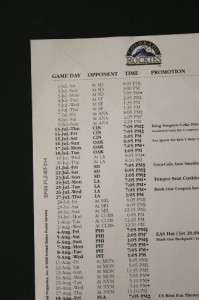 Legends Of Baseball 2000 Colorado Rockies Schedule  
