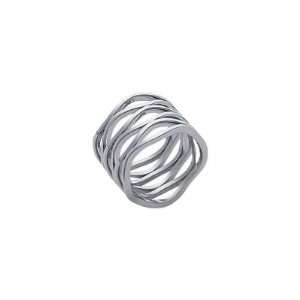  Ladies Stainless Steel Open Tube Wavy Band Ring Jewelry