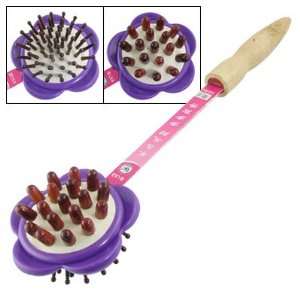 Rosallini Body Stress Relief Massager Wooden Handle Double Side Flower 