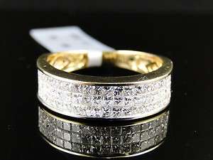   14K YELLOW GOLD PRINCESS CUT DIAMOND WEDDING 6.5 MM BAND RING 1.58 CT