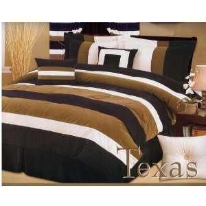   Striped Micro Suede Brown/Black King 7pcs Bed in a Bag