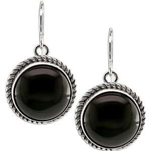  Sterling Silver Black Onyx Round Earrings Jewelry