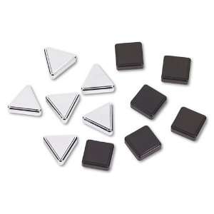  Metallic Magnets, Magnetic, Black; Silver, 12/Pack Office 