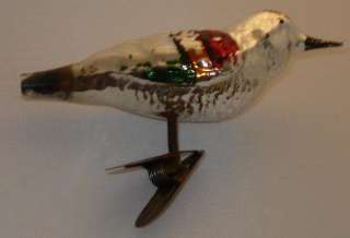 JV207 Vtg Bird Clip On Glass Christmas Xmas Ornament  