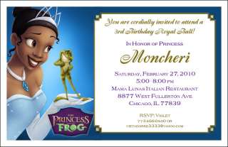 Setof 10 Princess & the Frog Personalized Invitations  