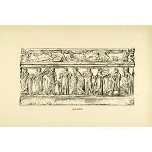 1890 Wood Engraving Muses Sarcophagus Pentelikan Marble Nine Kleio 