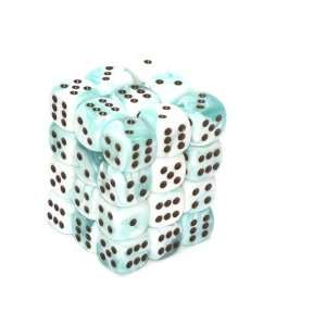   ChessexGemini 12mm d6 Teal White/Black Dice Block (36) Toys & Games