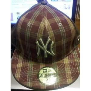  New Era New York Yankees Plaid Hat Olive Green/Brick Red 7 