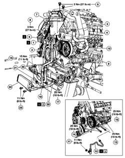 Fig. Removing power steering pump 4.6L (VIN H) DOHC Engine