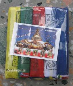 PF56 Lot of 5 Tibetan Buddhist windhorse cotton prayer flags Nepal 
