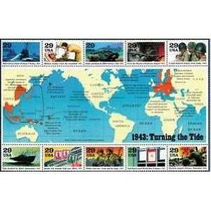  World War II 1943 Turning the Tide, Set of 10 Stamps on 5 First Day 