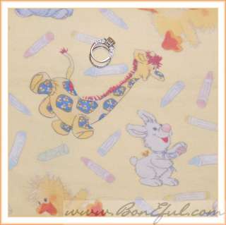 BOOAK Fabric Flannel Cotton Quilt Baby VTG Suzy Zoo Duck Elephant 