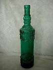 Tall Teal/Dk.Green Pressed Glass Bottle  Made in Spain
