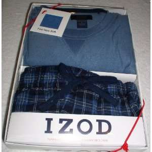   Pant & Long Sleeve MicroFleece Crew Shirt, Size XL, Blue/Blue Plaid