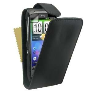  Black Leather Flip Case Cover For The HTC Desire S With 