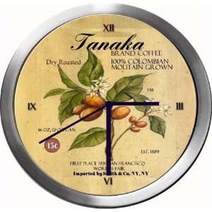  TANAKA 14 Inch Coffee Metal Clock Quartz Movement Kitchen 