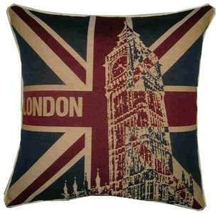 London Union Jack Big Ben Tapestry Cushion Cover  