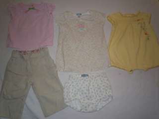 GREAT LOT OF 55 PIECES OF BABY GIRLS CLOTHES, DRESSES, SHOES, SWIMSUIT 