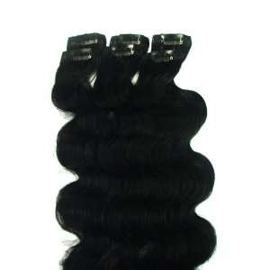   Black #1 Body Wavy Clip on in 100% Wave Human Hair Extensions 30 Grams
