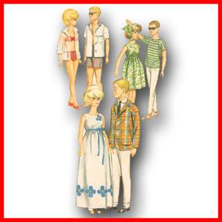   & Ken Doll Clothes Pattern ~ Dress, Suit, Beach, Swim, Bikini  
