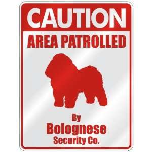 CAUTION  AREA PATROLLED BY BOLOGNESE SECURITY CO.  PARKING SIGN DOG