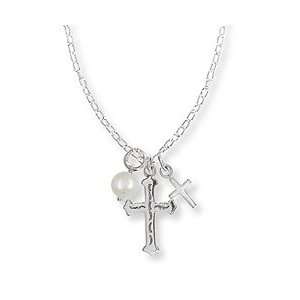  Boma Cross & Pearl Charm Necklace Boma Sterling Silver 