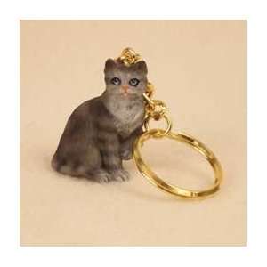  Silver Tabby Cat Keychain