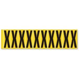  Mylar 2 character height, black on yellow, X , 0.875 x 