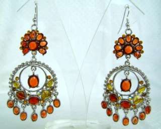 indian ETHNIC chandelier BROWN CRYSTAL n BEADS earrings  