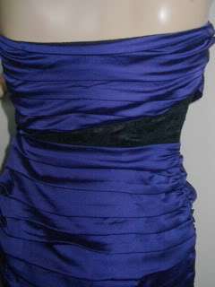 EXPRESS 12 PURPLE BLACK LACE STRAPLESS ROUCHED DRESS L  