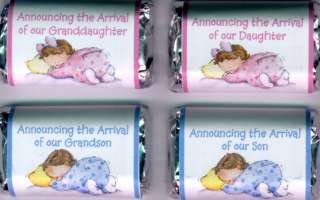 60 SLEEPING BABY BIRTH ANNOUNCEMENT MINI CANDY WRAPPERS  