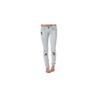 NEW Womens Juniors ROXY West Coast Super Skinny White Gray Denim Jeans 