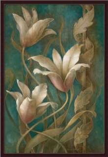 Tulips on Teals by Elaine Vollherbst Lane Botanical Floral Still 24x36 